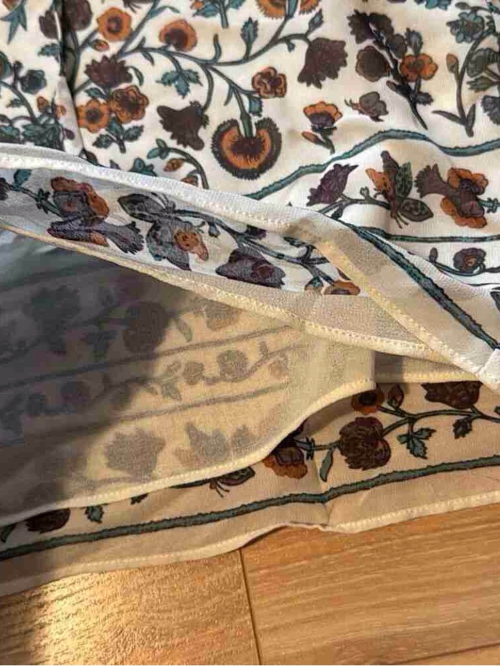 Max Studio Cream Floral Tunic with Green & Brown Motif - Picture 6 of 6